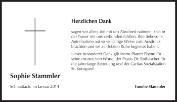 Traueranzeige von Sophie Stammler von Pegnitz-Zeitung